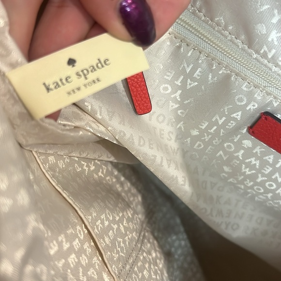 Kate Spade NEW larchmont avenue Penny Hot Chili Logo Leather Tote red - Picture 10 of 12